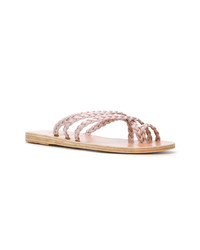 beige flache Sandalen aus Leder von Ancient Greek Sandals