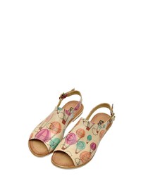 beige flache Sandalen aus Leder von DOGO