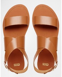 beige flache Sandalen aus Leder von Asos