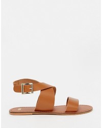 beige flache Sandalen aus Leder von Asos