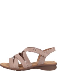 beige flache Sandalen aus Leder von Gabor