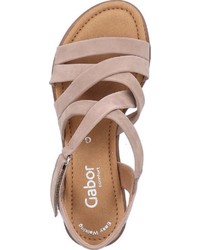 beige flache Sandalen aus Leder von Gabor