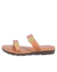 beige flache Sandalen aus Leder von Laidback London