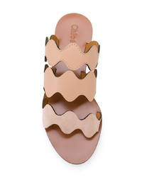 beige flache Sandalen aus Leder von Chloé