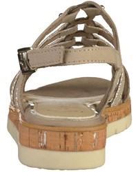 beige flache Sandalen aus Leder von Marco Tozzi