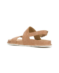 beige flache Sandalen aus Leder von Del Carlo