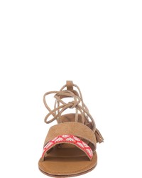 beige flache Sandalen aus Leder von Superdry