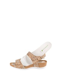 beige flache Sandalen aus Leder von Waldläufer