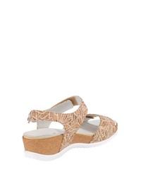 beige flache Sandalen aus Leder von Waldläufer