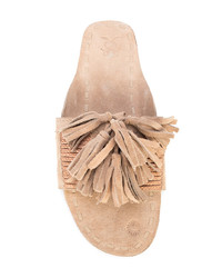 beige flache Sandalen aus Wildleder von Figue