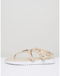 beige flache Sandalen von London Rebel