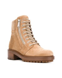 beige flache Stiefel mit einer Schnürung aus Wildleder von Balmain