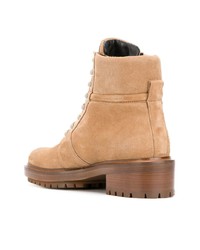 beige flache Stiefel mit einer Schnürung aus Wildleder von Balmain