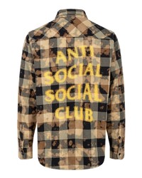 beige Mit Batikmuster Flanell Langarmhemd von Anti Social Social Club