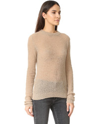 beige flauschiger Pullover mit einem Rundhalsausschnitt von Acne Studios