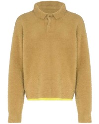 beige Fleece-Polo Pullover