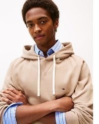 beige Fleece-Pullover mit einem Kapuze von Tommy Hilfiger
