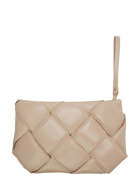 beige geflochtene Leder Clutch von Bottega Veneta