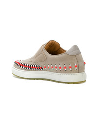 beige geflochtene niedrige Sneakers von Marc Jacobs