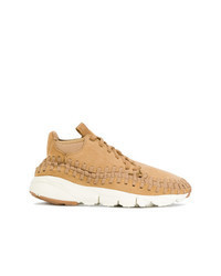 beige geflochtene Wildleder niedrige Sneakers