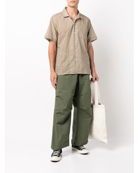 beige gepunktetes Kurzarmhemd von Engineered Garments