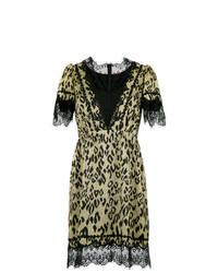 beige gerade geschnittenes Kleid mit Leopardenmuster von À La Garçonne