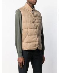 beige gesteppte ärmellose Jacke von Brunello Cucinelli