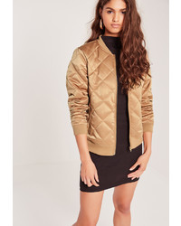 beige gesteppte Satin Bomberjacke