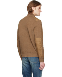 beige gesteppter Pullover mit einem Reißverschluß von Polo Ralph Lauren