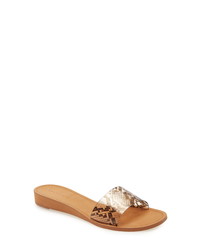 beige Gummi flache Sandalen