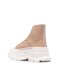 beige hohe Sneakers aus Leder von Alexander McQueen