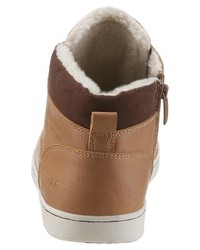 beige hohe Sneakers aus Leder von PETROLIO