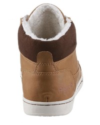 beige hohe Sneakers aus Leder von PETROLIO