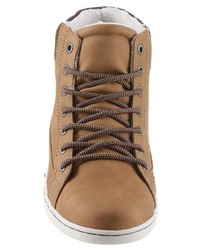 beige hohe Sneakers aus Leder von PETROLIO