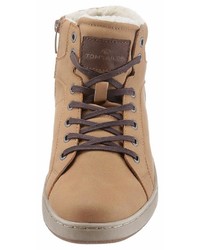 beige hohe Sneakers aus Leder von Tom Tailor