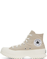 beige hohe Sneakers aus Segeltuch von Converse