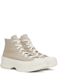 beige hohe Sneakers aus Segeltuch von Converse