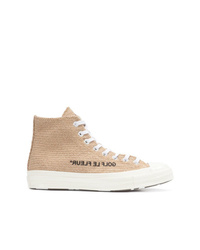 beige hohe Sneakers aus Segeltuch von Converse