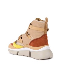 beige hohe Sneakers aus Segeltuch von Chloé