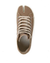 beige hohe Sneakers aus Segeltuch von Maison Margiela