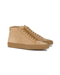 beige hohe Sneakers aus Wildleder von Common Projects