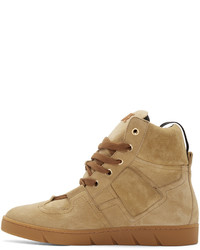 beige hohe Sneakers aus Wildleder von Loewe