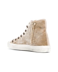 beige hohe Sneakers aus Wildleder von Philippe Model