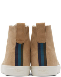 beige hohe Sneakers aus Wildleder von Paul Smith