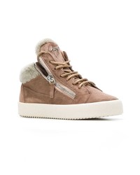 beige hohe Sneakers aus Wildleder von Giuseppe Zanotti Design