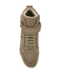 beige hohe Sneakers aus Wildleder von Jimmy Choo