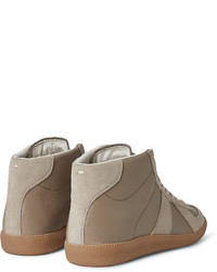 beige hohe Sneakers aus Wildleder von Maison Margiela