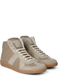 beige hohe Sneakers aus Wildleder von Maison Margiela