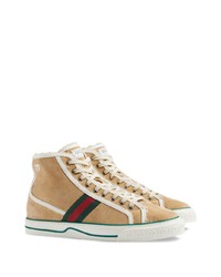 beige hohe Sneakers aus Wildleder von Gucci