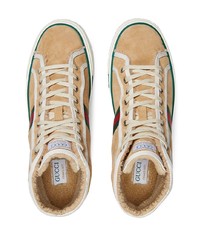 beige hohe Sneakers aus Wildleder von Gucci